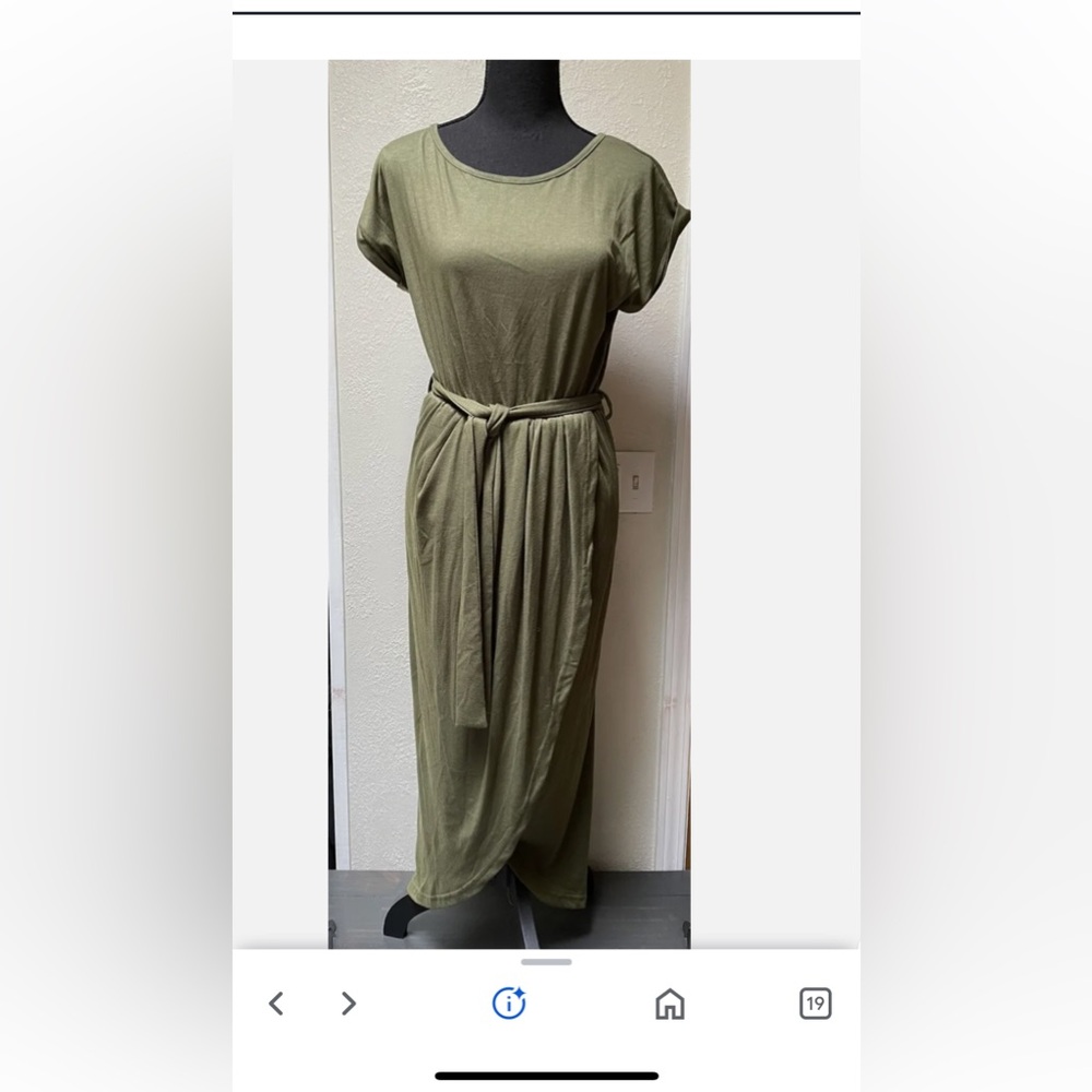 Yidarton  army green casual dress small work play chic